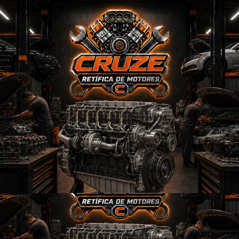 Motor diesel completo após processo de retífica na oficina Cruze